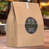 Elegante zwart goud geruite monogram business labels