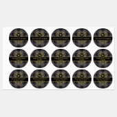 Elegante zwart goud geruite monogram business labels (Vel)