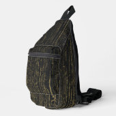 Elegante Zwart Goud Hout Graan Sling Bag (Rechterhoek)