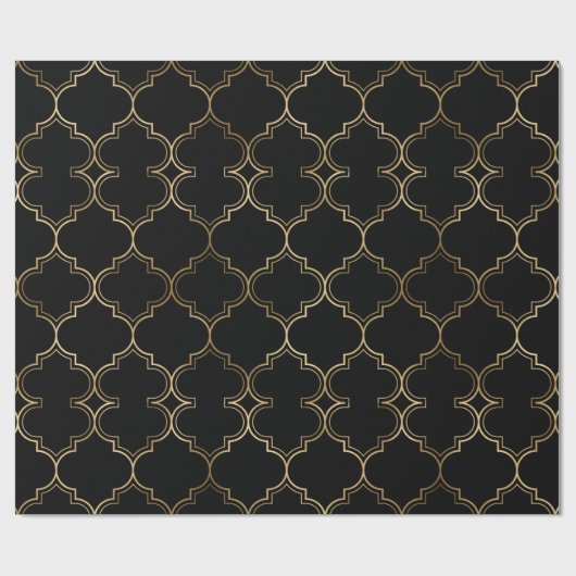 Elegante zwart Goud Islamitische Kunst Patroon Sti Cadeaupapier (Vlak)