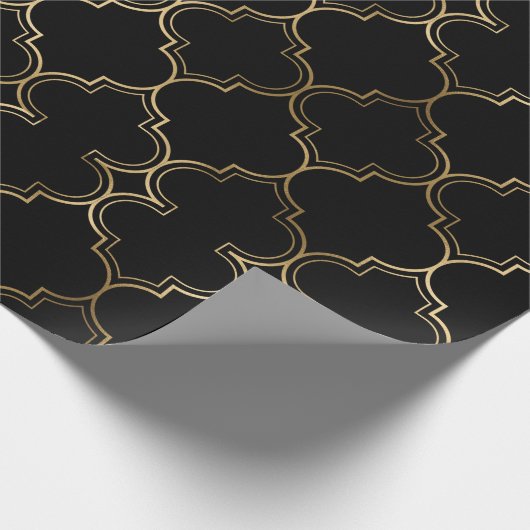 Elegante zwart Goud Islamitische Kunst Patroon Sti Cadeaupapier (Hoek)