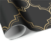 Elegante zwart Goud Islamitische Kunst Patroon Sti Cadeaupapier (Rol Hoek)