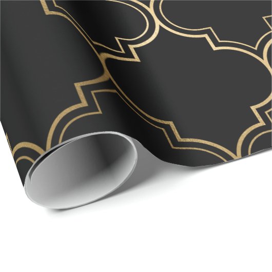 Elegante zwart Goud Islamitische Kunst Patroon Sti Cadeaupapier (Rol Hoek)