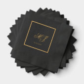 Elegante zwart goud kalligrafie script bruiloft folie servetten (Insitu (Gestapeld))