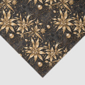 Elegante Zwart Goud Kerst Ornament Bloemen Tissuepapier (Detail)