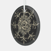 Elegante Zwart & Goud Kristal Kerst Hexagon Glas Ornament (Voorkant links)