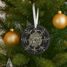 Elegante Zwart & Goud Kristallen Kerst Hexagoon  Glas Ornament