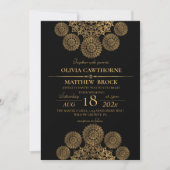 Elegante Zwart Goud Mandala bruiloft Kaart (Voorkant)