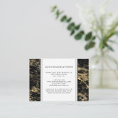 Elegante zwart goud marmeren bruiloft accommodatie informatiekaartje (Staand voorkant)