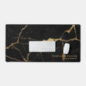 Elegante zwart & goud marmeren look, naam & titel bureaumat (Keyboard & Muis)