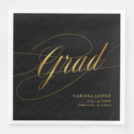 Elegante zwart & goud minimalistische Afstudeerder Servet
