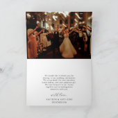 Elegante Zwart & Goud Monogram Krans Trouwfoto Bedankkaart (Binnen)