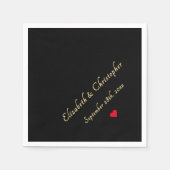 Elegante Zwart Goud Monogram Wedding Party Cocktai Servet (Voorkant)