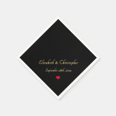 Elegante Zwart Goud Monogram Wedding Party Cocktai Servet (Hoek)