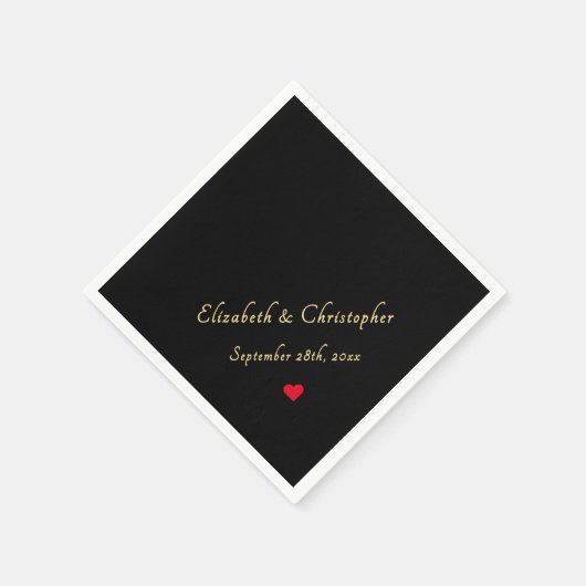 Elegante Zwart Goud Monogram Wedding Party Cocktai Servet (Hoek)