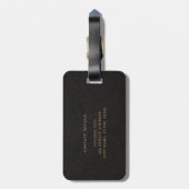 Elegante zwart goud monogrammed scriptnaam bagagelabel (Achterkant verticaal)