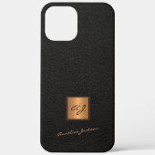 Elegante zwart goud monogrammed scriptnaam Case-Mate iPhone case (Achterkant)