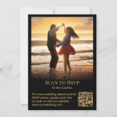 Elegante zwart goud mystieke foto QR code bruiloft Kaart (Achterkant)