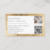 Elegante Zwart Goud Permanente Sieraden QR Code Visitekaartje (Achterkant)