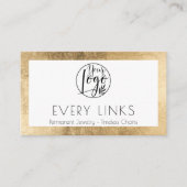 Elegante Zwart Goud Permanente Sieraden QR Code Visitekaartje (Voorkant)