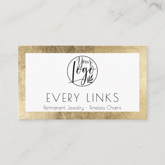 Elegante Zwart Goud Permanente Sieraden QR Code Visitekaartje (Voorkant)