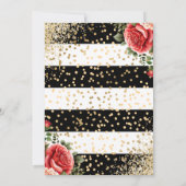 Elegante Zwart Goud Rode Roos Bloemen 30e Verjaard Kaart (Achterkant)