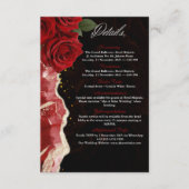 Elegante Zwart & Goud Rode Rozen Trouwdetails Auto Informatiekaartje (Voorkant)