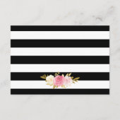 Elegante Zwart Goud Roze Bloemen Trouwdetails Informatiekaartje (Achterkant)