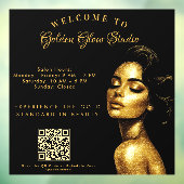 Elegante Zwart & Goud Salon Custom Business Raamsticker (Vel 3)