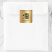 Elegante Zwart & Goud Scan QR Code Aangepaste teks Vierkante Sticker (Tas)