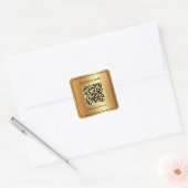 Elegante Zwart & Goud Scan QR Code Aangepaste teks Vierkante Sticker (Envelop)