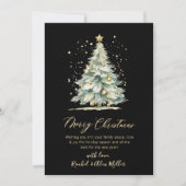 Elegante Zwart Goud Script Tree Non Photo Christma Feestdagenkaart (Voorkant)