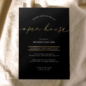Elegante Zwart & Goud Script Zakelijke Open Huis Kaart