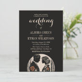 Elegante Zwart & Goud Silhouet bruiloft uitnodigin Kaart (Staand voorkant)