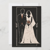 Elegante Zwart & Goud Silhouet bruiloft uitnodigin Kaart (Achterkant)