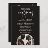 Elegante Zwart & Goud Silhouet bruiloft uitnodigin Kaart (Voorkant / Achterkant)