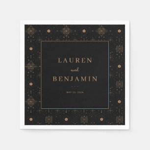 Elegante Zwart Goud Sunburst Servet