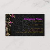 Elegante zwart & goud swirl roze accenten visitekaartje (Achterkant)