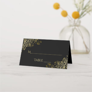 Elegante Zwart & Goud Wedding Write-In Plaatskaartje