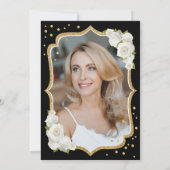 Elegante Zwart Goud Wit Foto 50e Verjaardag Kaart (Achterkant)