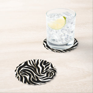Elegante Zwart Goud Zebra Wit Dierprint Kartonnen Onderzetters