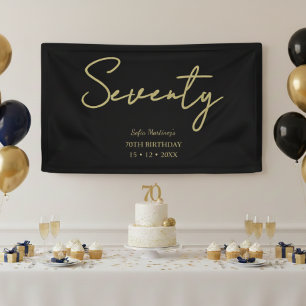 Elegante Zwart & Goud Zeventig Verjaardagsfeest Ba Spandoek