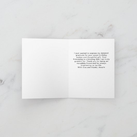 Elegante Zwart Goud Zon Foto Verjaardag Bedankkaart (Binnen)