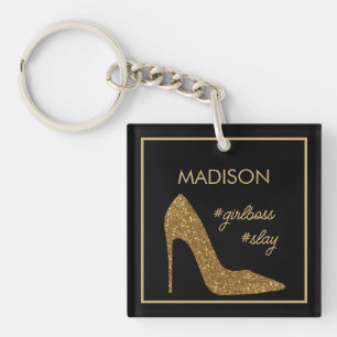 Elegante zwart gouden acryl Sleutelhanger