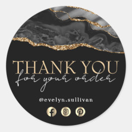 Elegante zwart gouden agaat dank u sticker