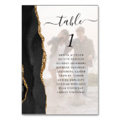 Elegante zwart gouden agaat foto overlay bruiloft kaart (Voorkant)