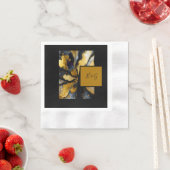 Elegante zwart gouden agaat marmeren bruiloft servet (Insitu)