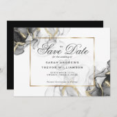 Elegante zwart gouden alcohol inkt kaart (Voorkant / Achterkant)