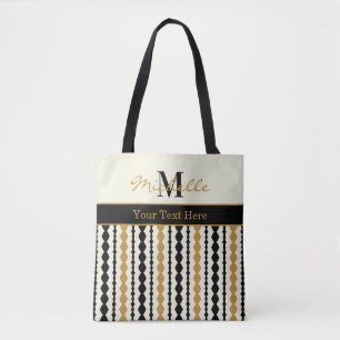 Elegante zwart-gouden Art Deco-patroon Tote Bag