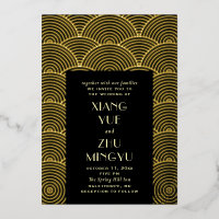 Elegante zwart gouden aziatische bruiloft. Klassie